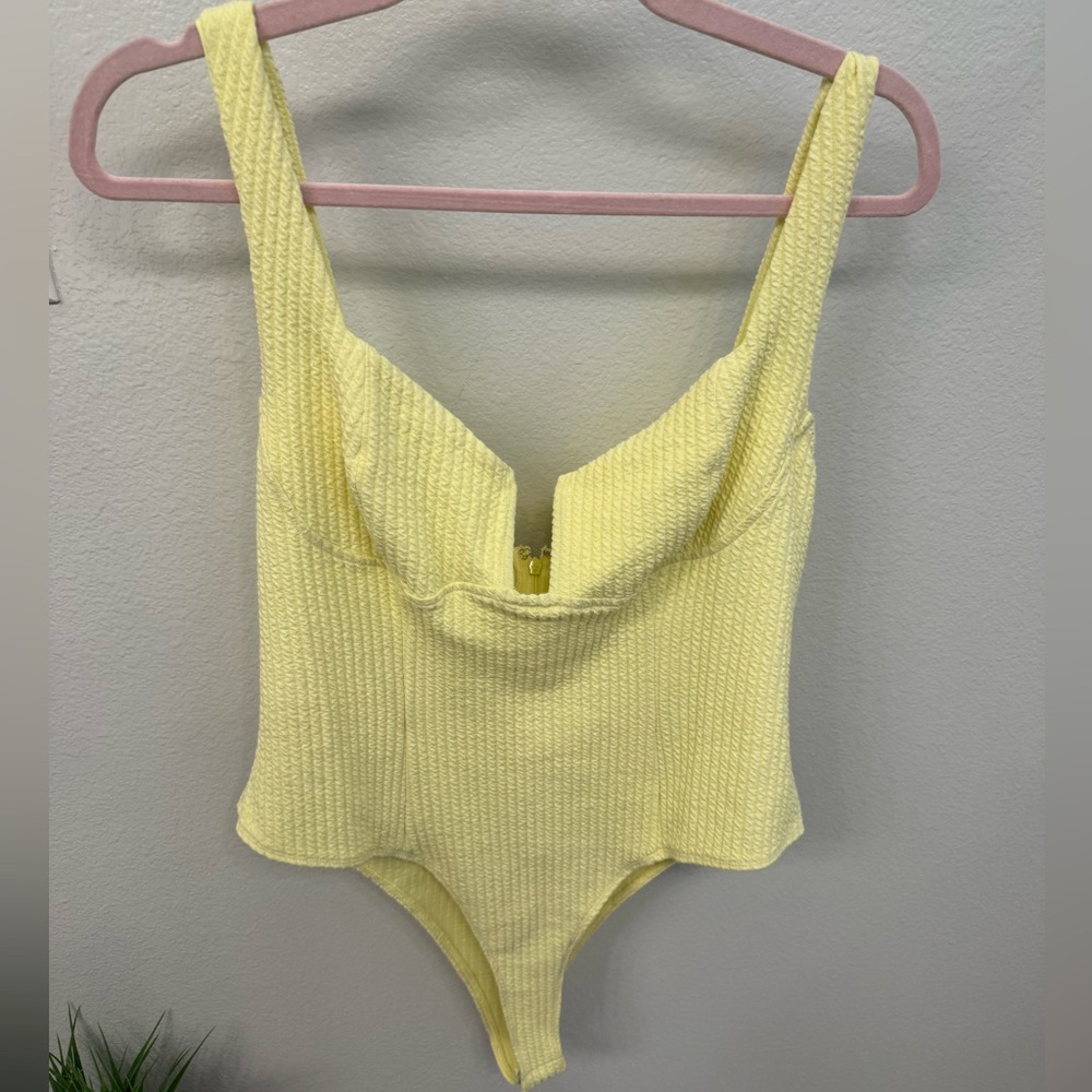 Princess Polly Yellow Textured Bodysuit